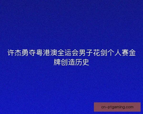 许杰勇夺粤港澳全运会男子花剑个人赛金牌创造历史